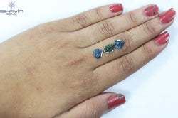 1.96 CT/3 Pcs Slice Shape Natural Diamond Blue Green Color I3 Clarity (10.06 MM)