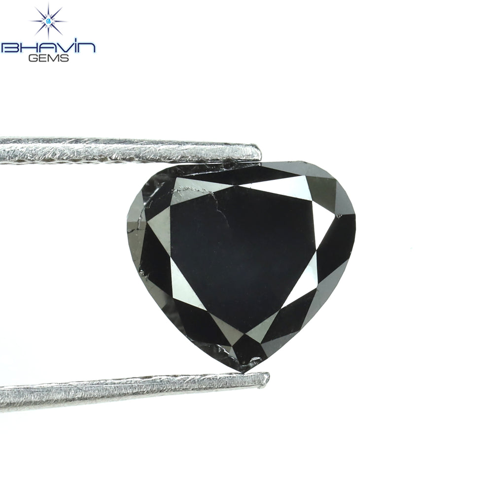 1.46 CT Heart Diamond Enhaced Black Color Clarity Opaque (6.85 MM)