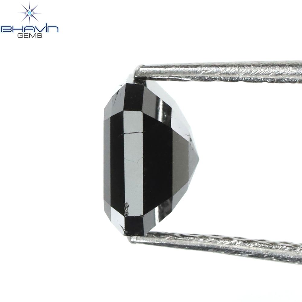 1.22 CT Asscher Shape Natural Diamond Black Color Clarity Opaque (5.96 MM)