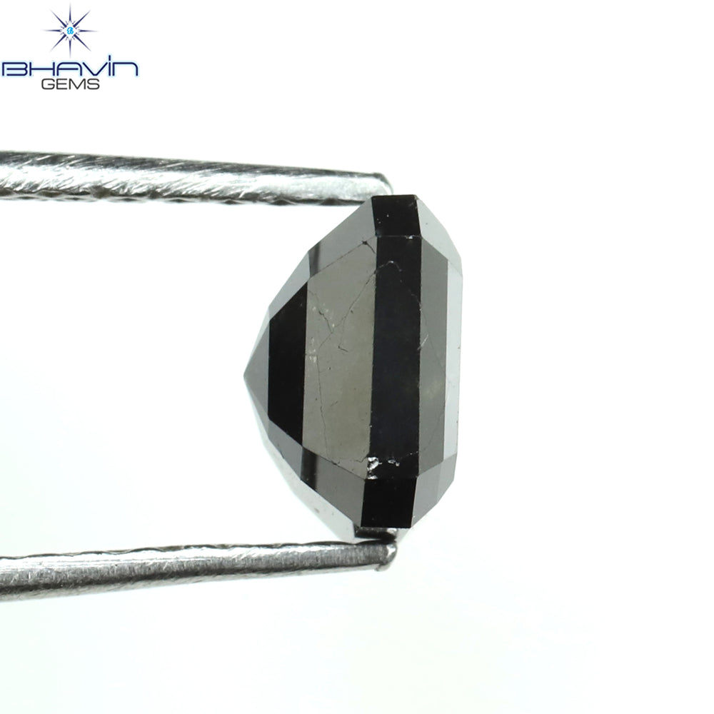 1.22 CT Asscher Shape Natural Diamond Black Color Clarity Opaque (5.96 MM)