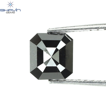 1.22 CT Asscher Shape Natural Diamond Black Color Clarity Opaque (5.96 MM)