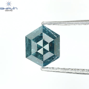 1.02 CT Hexagon Shape Natural Diamond Blue Color I3 Clarity (6.82 MM)