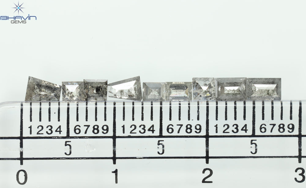 1.03 CT/9 Pcs, Baguette Diamond, Salt And Pepper Color, I3 Clarity