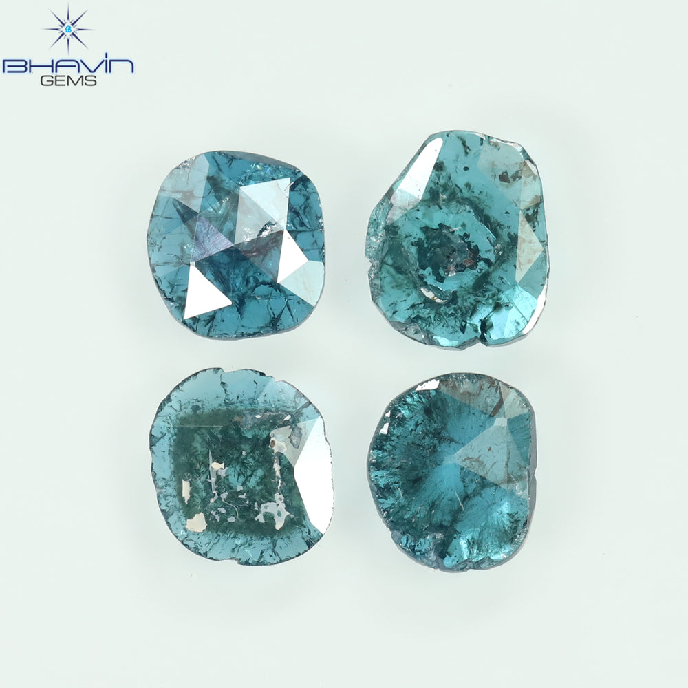 1.11 CT/4 Pcs Slice Shape Natural Diamond Blue Color I3 Clarity (5.47 MM)