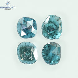 1.11 CT/4 Pcs Slice Shape Natural Diamond Blue Color I3 Clarity (5.47 MM)