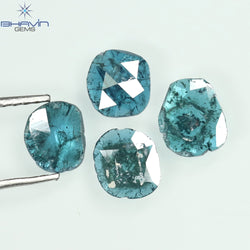 1.11 CT/4 Pcs Slice Shape Natural Diamond Blue Color I3 Clarity (5.47 MM)