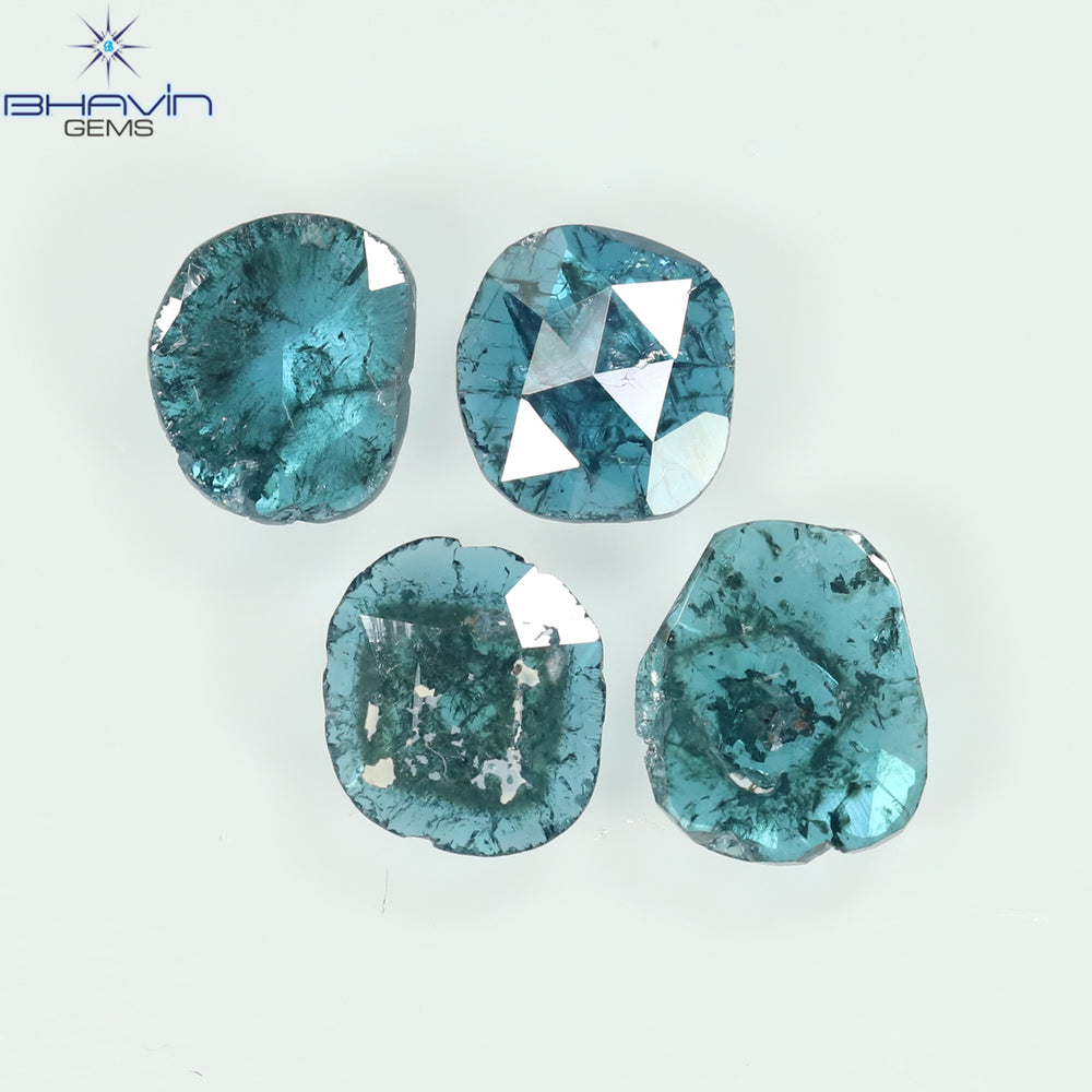 1.11 CT/4 Pcs Slice Shape Natural Diamond Blue Color I3 Clarity (5.47 MM)