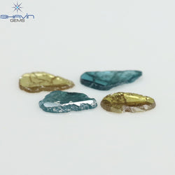 0.55 CT/4 個 スライス形状 天然ダイヤモンド ブルー イエロー カラー I3 クラリティ (5.40 MM)