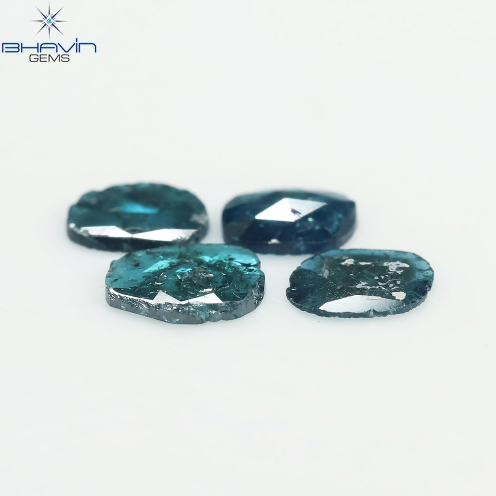 1.11 CT/4 Pcs Slice Shape Natural Diamond Blue Color I3 Clarity (5.47 MM)