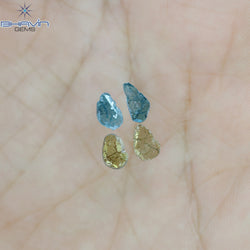 0.55 CT/4 個 スライス形状 天然ダイヤモンド ブルー イエロー カラー I3 クラリティ (5.40 MM)
