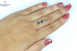 0.82 CT/3 Pcs Slice Shape Natural Diamond Blue Yellow Color I3 Clarity (6.97 MM)