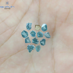 0.84 CT/12 Pcs Slice Shape Natural Diamond Blue Color I3 Clarity (3.27 MM)