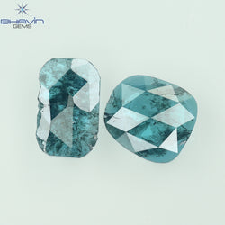 0.93 CT/2 Pcs Slice Shape Natural Diamond Blue Color I3 Clarity (7.19 MM)