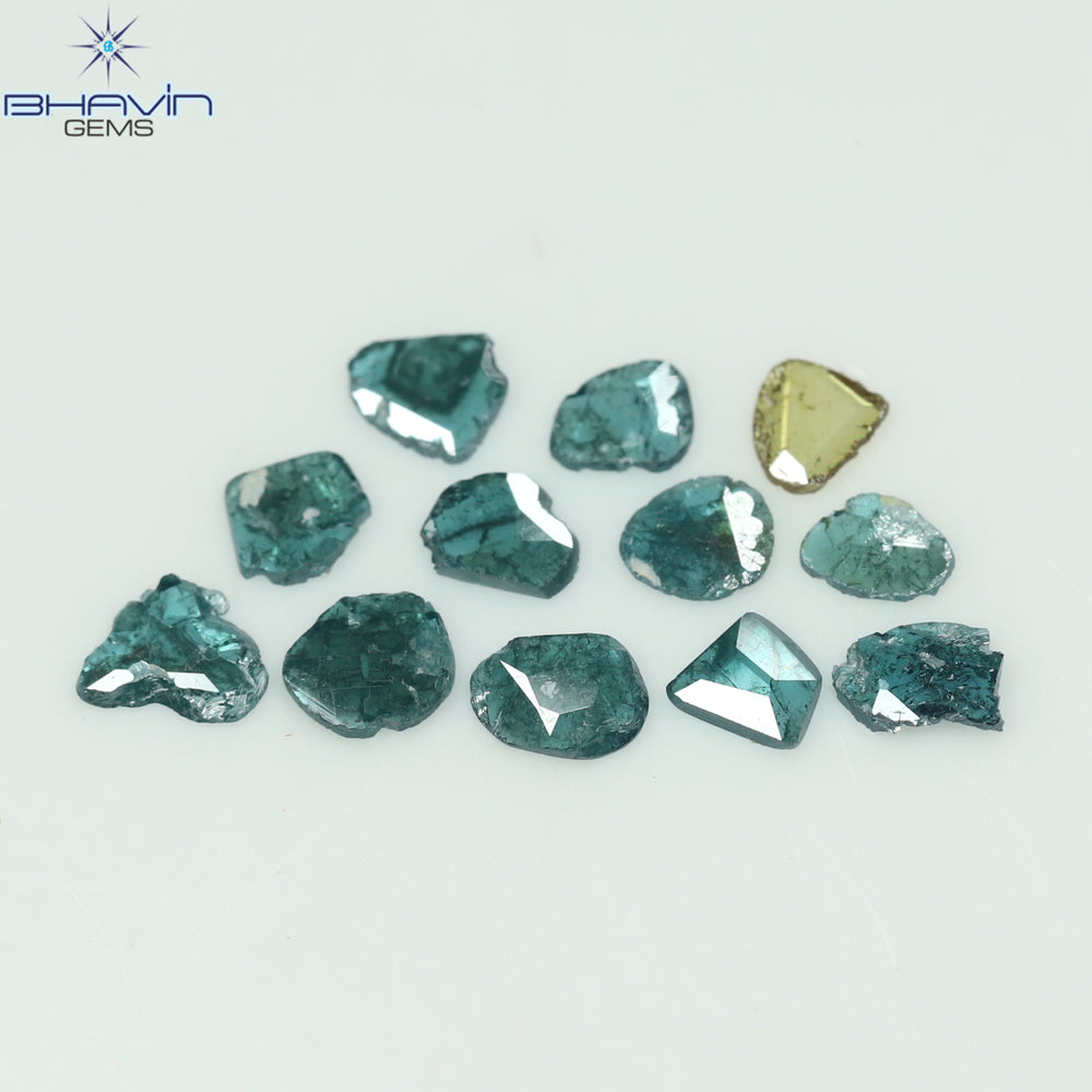 0.84 CT/12 Pcs Slice Shape Natural Diamond Blue Color I3 Clarity (3.27 MM)