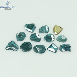 0.84 CT/12 Pcs Slice Shape Natural Diamond Blue Color I3 Clarity (3.27 MM)