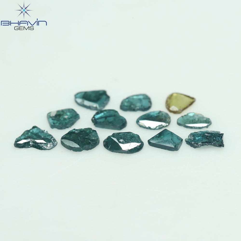 0.84 CT/12 Pcs Slice Shape Natural Diamond Blue Color I3 Clarity (3.27 MM)