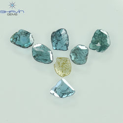 0.69 CT/7 Pcs Slice Shape Natural Diamond Blue Color I3 Clarity (4.70 MM)