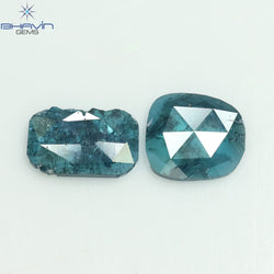 0.93 CT/2 Pcs Slice Shape Natural Diamond Blue Color I3 Clarity (7.19 MM)
