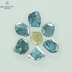 0.69 CT/7 Pcs Slice Shape Natural Diamond Blue Color I3 Clarity (4.70 MM)