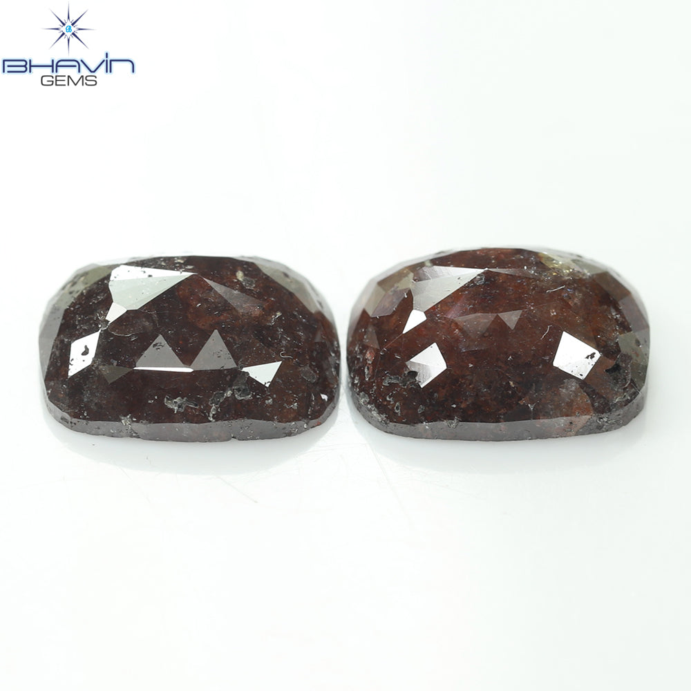 8.06 CT, Cushion Brown Red Diamond Pair Wedding Ring (11.04MM)