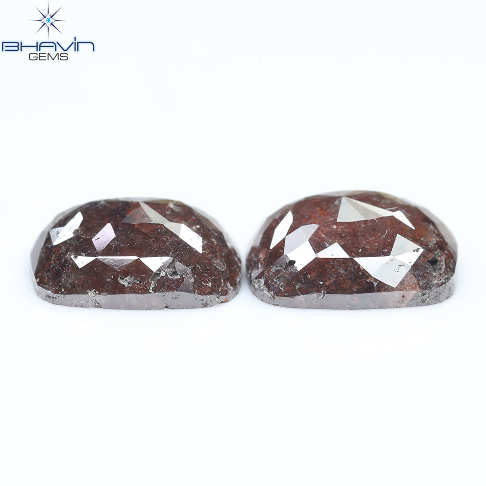 8.06 CT, Cushion Brown Red Diamond Pair Wedding Ring (11.04MM)