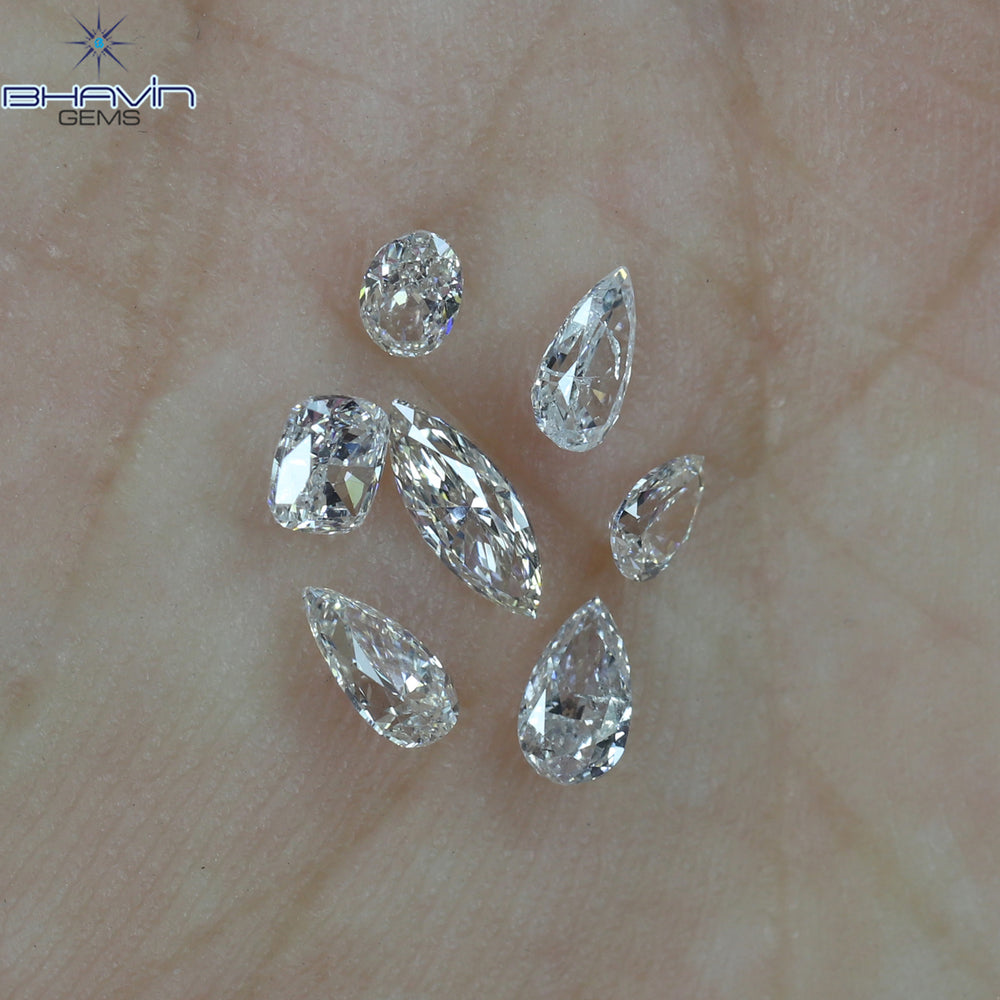 0.73 CT/ 7 Pcs Mix Shape Natural Diamond White Color SI Clarity (5.57 MM)