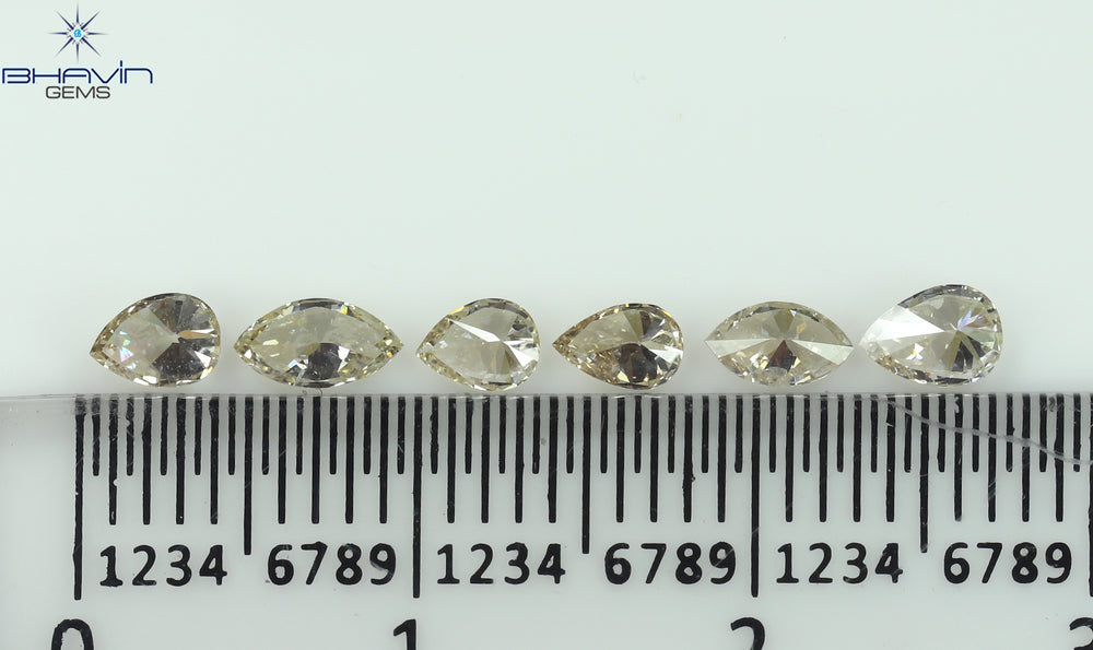 0.71 CT/6 Pcs CT Pear-Marquise Shape Natural Loose Diamond Brown Color VS-SI Clarity (5.10 MM)