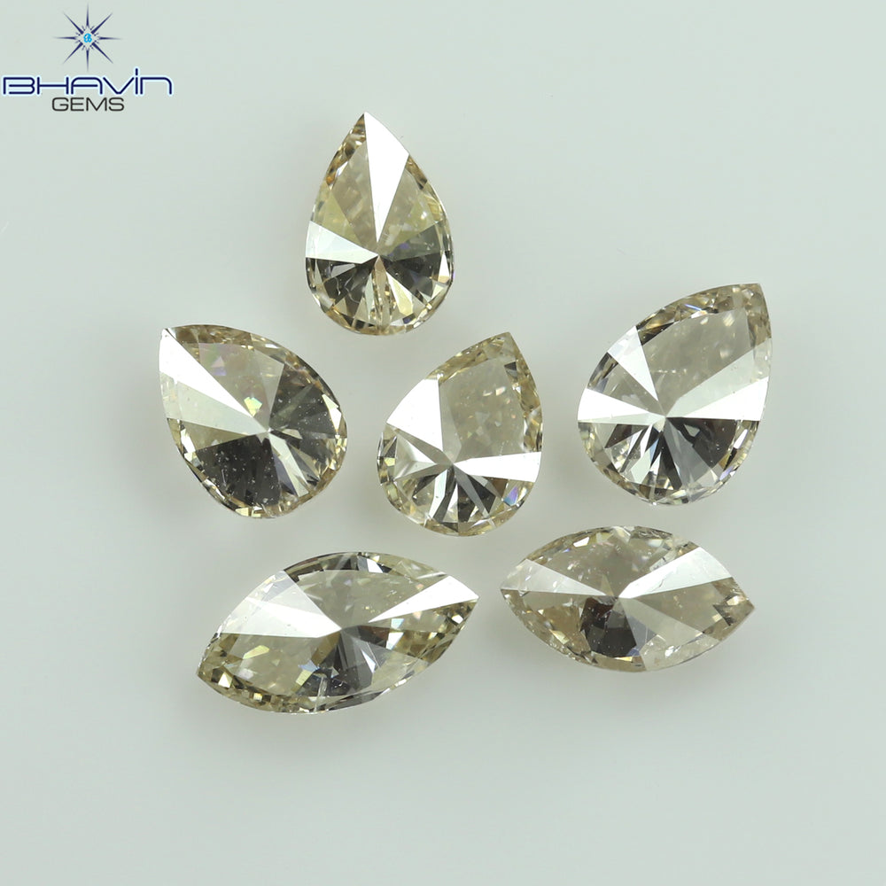 0.71 CT/6 Pcs CT Pear-Marquise Shape Natural Loose Diamond Brown Color VS-SI Clarity (5.10 MM)
