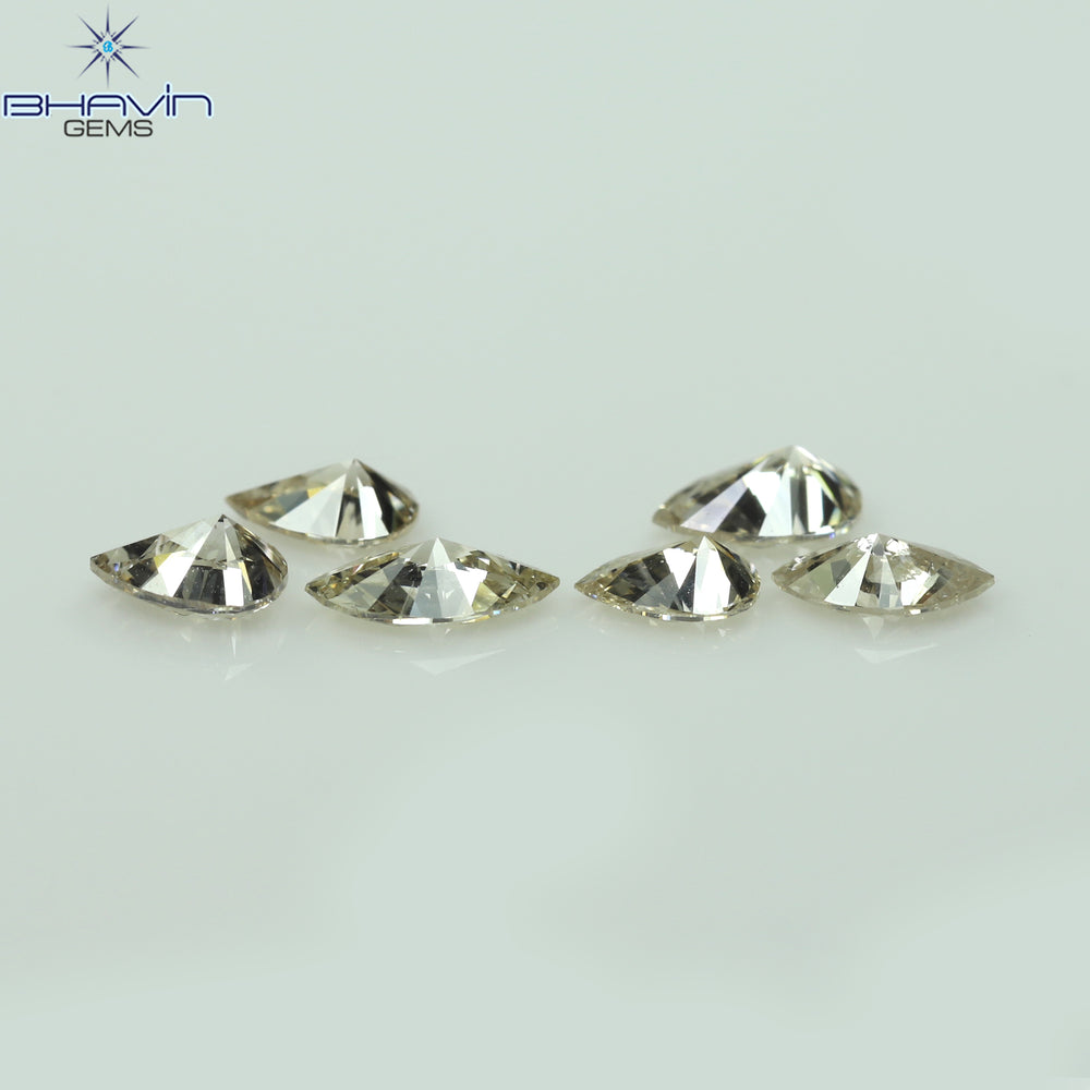 0.71 CT/6 Pcs CT Pear-Marquise Shape Natural Loose Diamond Brown Color VS-SI Clarity (5.10 MM)