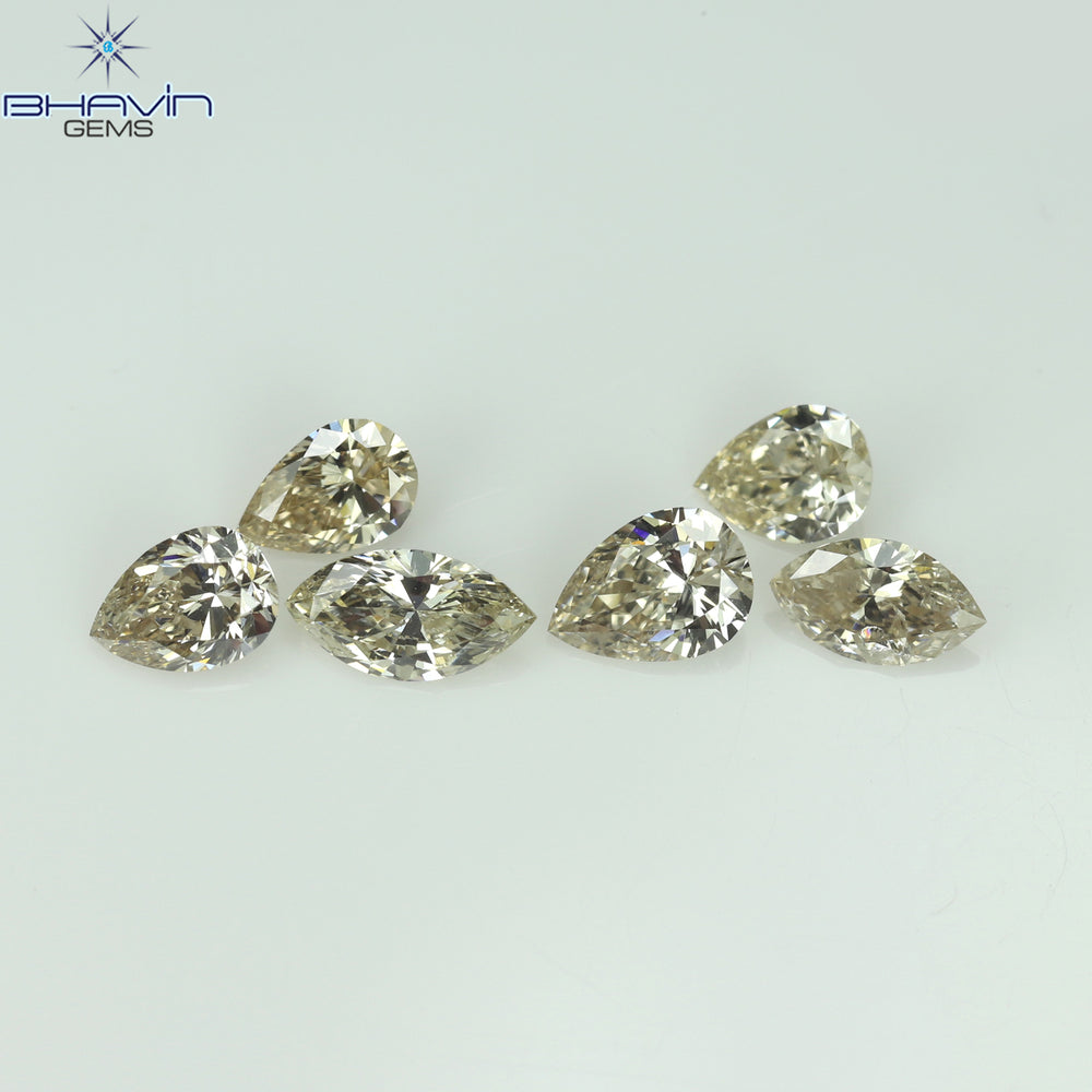 0.71 CT/6 Pcs CT Pear-Marquise Shape Natural Loose Diamond Brown Color VS-SI Clarity (5.10 MM)