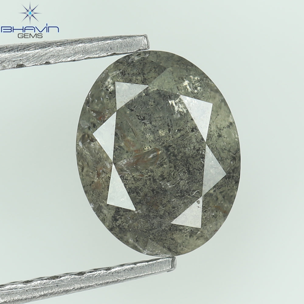 0.93 CT Oval Shape Black Gray Salt And Pepper Diamond Natural Loose Diamond Clarity I3 (6.80 MM)