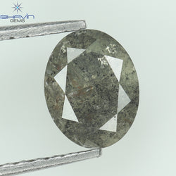 0.93 CT Oval Shape Black Gray Salt And Pepper Diamond Natural Loose Diamond Clarity I3 (6.80 MM)