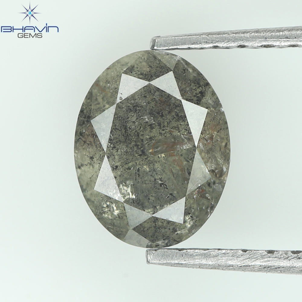 0.93 CT Oval Shape Black Gray Salt And Pepper Diamond Natural Loose Diamond Clarity I3 (6.80 MM)