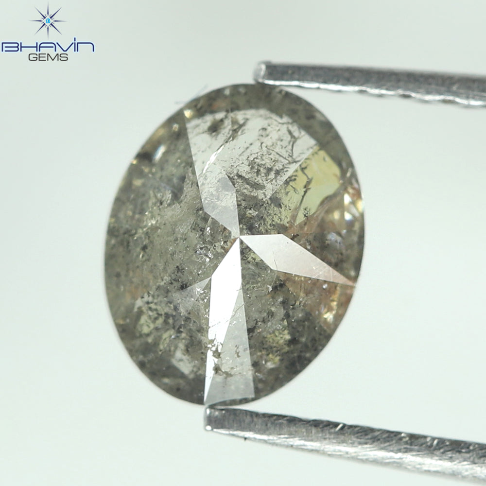 0.93 CT Oval Shape Black Gray Salt And Pepper Diamond Natural Loose Diamond Clarity I3 (6.80 MM)