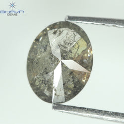 0.93 CT Oval Shape Black Gray Salt And Pepper Diamond Natural Loose Diamond Clarity I3 (6.80 MM)