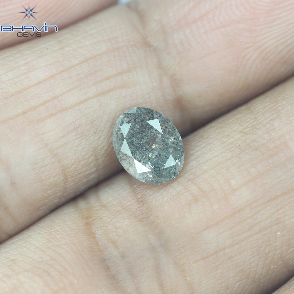 0.93 CT Oval Shape Black Gray Salt And Pepper Diamond Natural Loose Diamond Clarity I3 (6.80 MM)