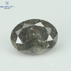 0.93 CT Oval Shape Black Gray Salt And Pepper Diamond Natural Loose Diamond Clarity I3 (6.80 MM)