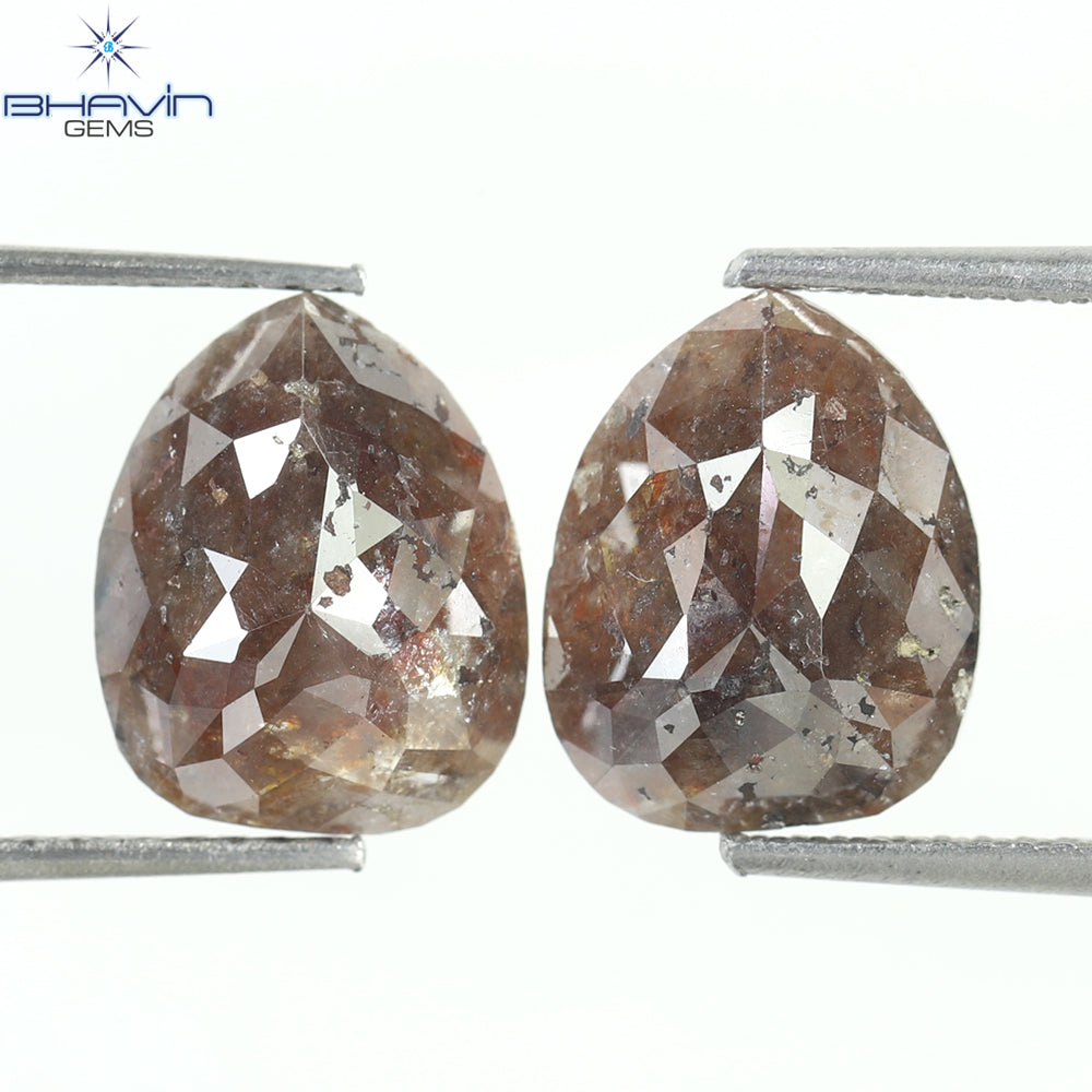 5.18 CT, Pear Brown Gray Diamond Pair For Engagement Ring (10.70 MM)