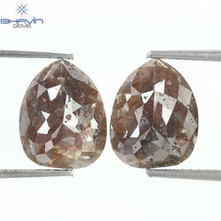 5.18 CT, Pear Brown Gray Diamond Pair For Engagement Ring (10.70 MM)