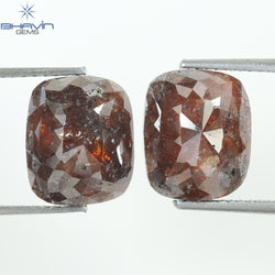 8.06 CT, Cushion Brown Red Diamond Pair Wedding Ring (11.04MM)