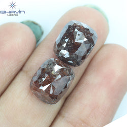 8.06 CT, Cushion Brown Red Diamond Pair Wedding Ring (11.04MM)