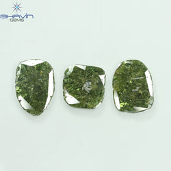 6.64 CT/3 Pcs Slice Shape Natural Diamond Green Color I3 Clarity (14.10 MM)