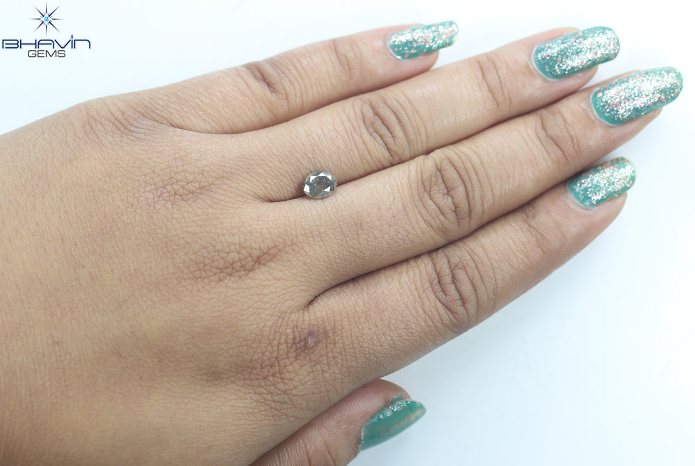 0.93 CT Oval Shape Black Gray Salt And Pepper Diamond Natural Loose Diamond Clarity I3 (6.80 MM)