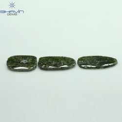 6.64 CT/3 Pcs Slice Shape Natural Diamond Green Color I3 Clarity (14.10 MM)