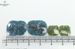 13.79 CT/4 Pcs Slice Shape Natural Diamond Blue Green Color I3 Clarity (17.25 MM)
