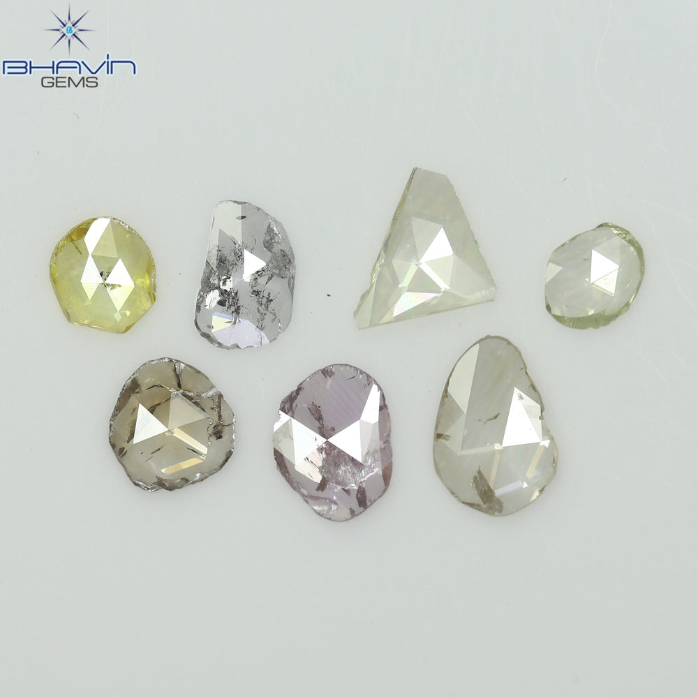 0.97 CT/7 Pcs Rosecut Polki Shape Natural Diamond  Fancy Color  I1 Clarity (6.01 MM)