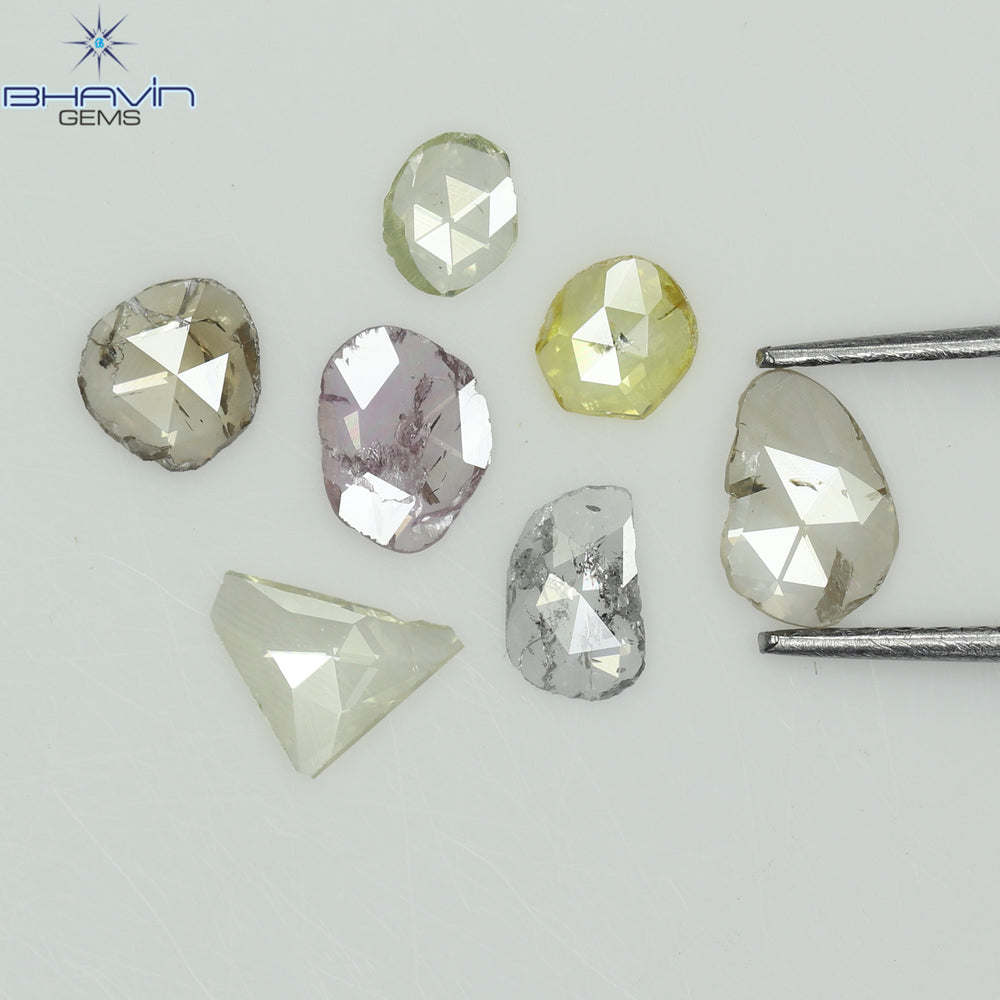 0.97 CT/7 Pcs Rosecut Polki Shape Natural Diamond Fancy Color I1 Clarity (6.01 MM)
