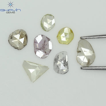0.97 CT/7 Pcs Rosecut Polki Shape Natural Diamond  Fancy Color  I1 Clarity (6.01 MM)