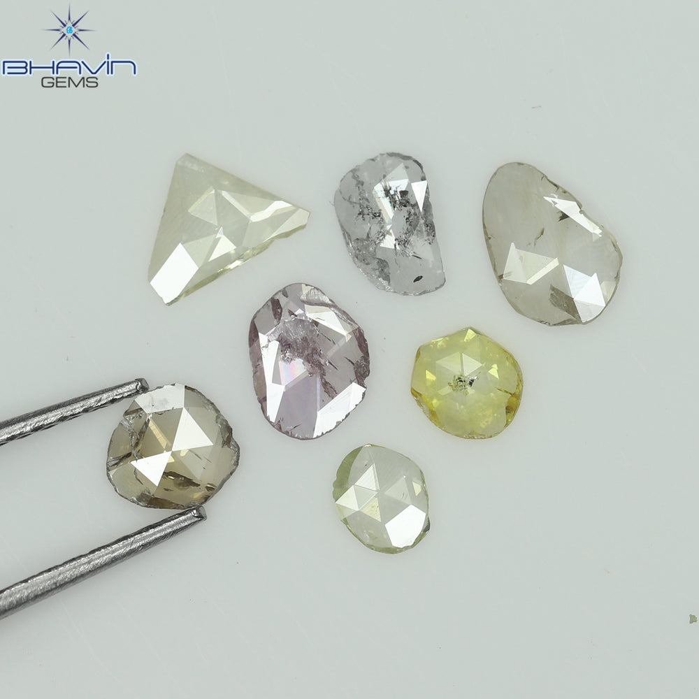 0.97 CT/7 Pcs Rosecut Polki Shape Natural Diamond  Fancy Color  I1 Clarity (6.01 MM)
