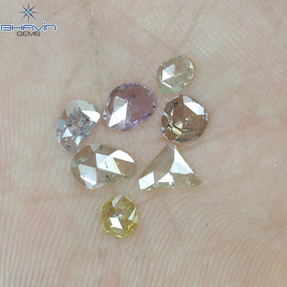 0.97 CT/7 Pcs Rosecut Polki Shape Natural Diamond  Fancy Color  I1 Clarity (6.01 MM)